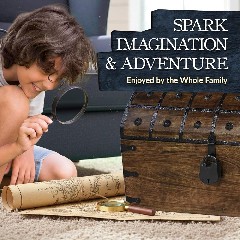 Handmade Pirate Treasure Chest for Kids Prizes & Classroom with Lock and Skeleto - Picture 4 of 8